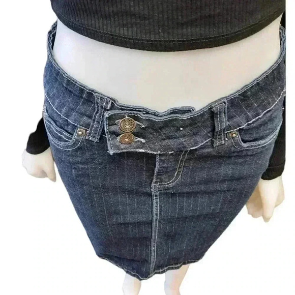 Bongo Vintage Pinstripe Denim Pencil  Mini Skirt Size 5 - Picture 9 of 14